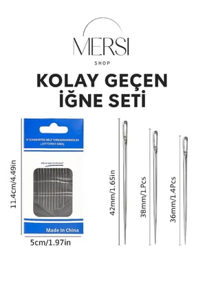 Kolay İplik Geçirmeli İğne Seti – Kendinden Geçirmeli 12’li Dikiş İğnesi