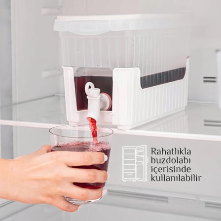 Musluklu Su ve Meşrubat Sebili Buzdolabı Uyumlu Kapaklı İçecek Dispenseri 29x15x17 cm