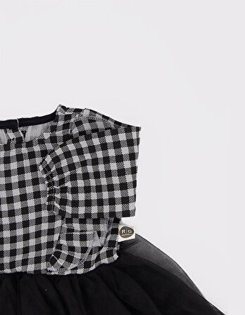 Bebek Parti Elbisesi Organik Müslin Kumaş Tül Elbise ve Saç Bandı