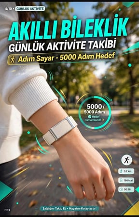 FIT-2 Kalp Atış Hızı Takipli Akıllı Bileklik Krem Kumaş Kordon
