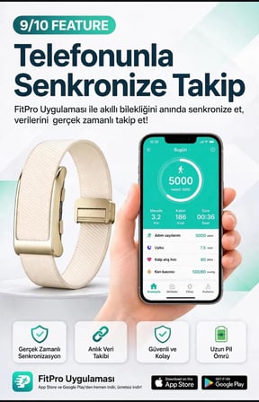 FIT-2 Kalp Atış Hızı Takipli Akıllı Bileklik Krem Kumaş Kordon