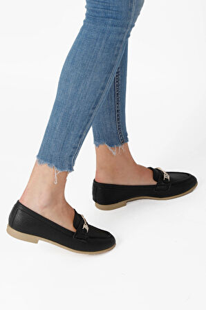 Kadın Babet Zincir Tokalı Hafif Rahat Taban Şık Günlük Ayakkabı