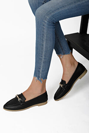 Kadın Babet Zincir Tokalı Hafif Rahat Taban Şık Günlük Ayakkabı