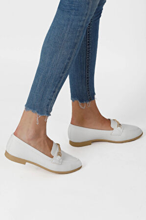 Kadın Babet Zincir Tokalı Hafif Rahat Taban Şık Günlük Ayakkabı