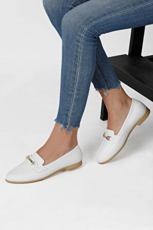 Kadın Babet Zincir Tokalı Hafif Rahat Taban Şık Günlük Ayakkabı