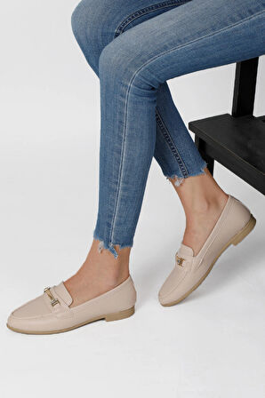 Kadın Babet Zincir Tokalı Hafif Rahat Taban Şık Günlük Ayakkabı