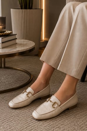 Kadın Loafer Makosen Metal Tokalı Rugan Günlük Ayakkabı