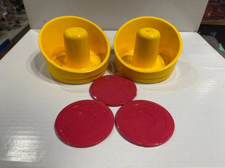 Arcade 2 Adet Turuncu Renk Air Hockey Masası Tokaç 3 Adet Kırmızı Renk Havalı Hokey Masası Disk Topu