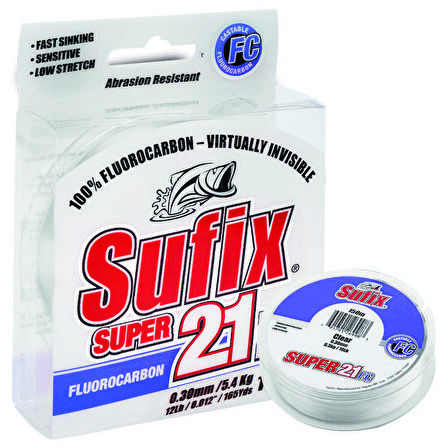 Sufix Süper 21 Fluorocarbon Misina PINK 0.25MM - 50MT - 5.9KG