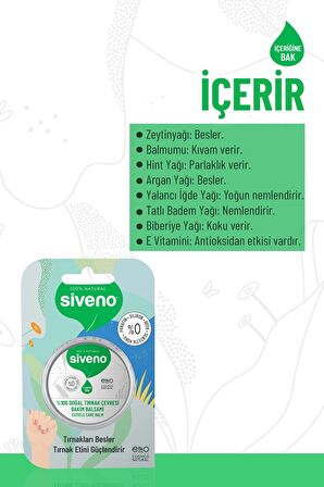 Siveno %100 Doğal Tırnak Çevresi Bakım Balsamı Organik Argan Yağlı Bitkisel Onarıcı Krem 15 ml
