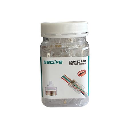 Seclife SNW-7020P Cat6 8P8C Çaplı (100 Ad.) RJ45 Konnektör