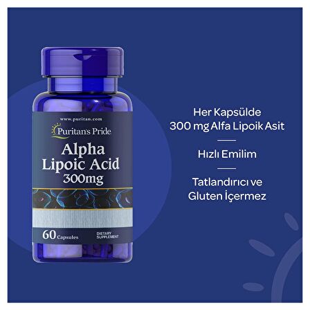 Puritan's Pride Alpha Lipoic Acid 300 Mg 60 Kapsül - AROMASIZ