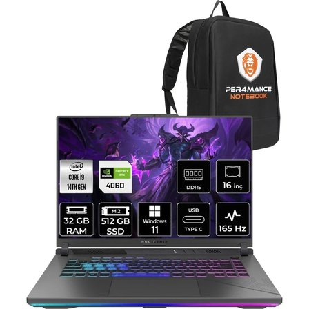Asus Rog Strix G16 i9 14900HX RTX 4060 Gaming Laptop 32GB RAM 512GB SSD 16" FHD+ 165Hz Win11 Pro + Per4 Çanta N3117P397
