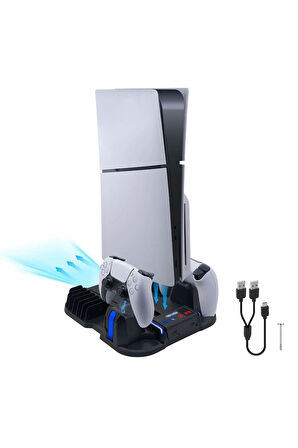 GP-521 PS5 Slim Disk/PS5 Slim Dijital Uyumlu Multifonksiyonel Soğutucu Fan Şarj Stand