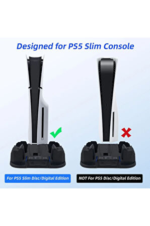 GP-521 PS5 Slim Disk/PS5 Slim Dijital Uyumlu Multifonksiyonel Soğutucu Fan Şarj Stand
