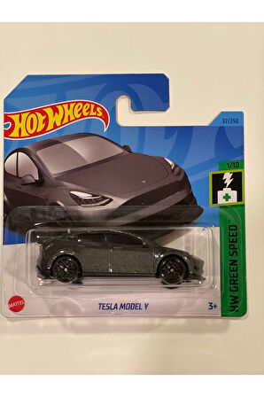 Hot Wheel 2023 - Tesla Model Y Hw Green Speed 1/10 - 37/250 Siyah Mini Oyuncak Araba