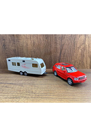 Oyuncak Karavan +Araba Diecast Demir Oyuncak Jeep Kapılar Açılır Oyuncak Karavan Ve Metal Arabası