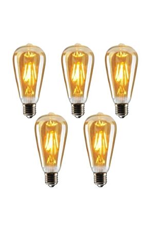 St64 Flamanlı Rustik 4w Led Ampul 5'li Dekoratif Vintage Aydınlatma