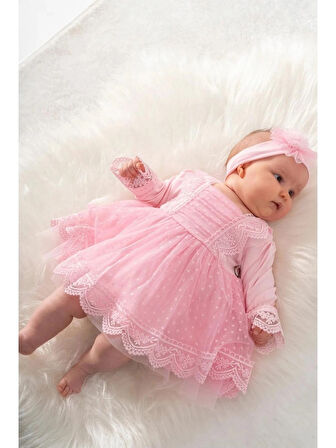 Kız Bebek Mevlüt Elbisesi Gelinlik Fransız Dantelli Mevlit Takımı Bebek Mevlütlük Seti