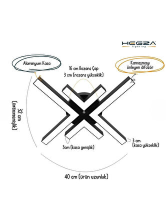 Arana ( Siyah Kasa, Beyaz Işık ) Ledli Modern Plafonyer Led Avize, Salon, Mutfak, Oturma Odası