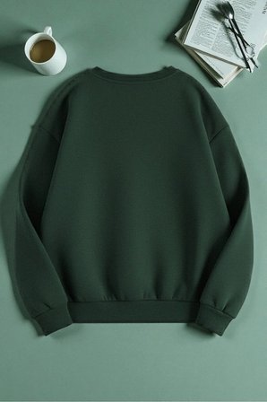 Unisex Leopar Desenli Tasarım Baskılı Bisiklet Yaka Sweatshirt