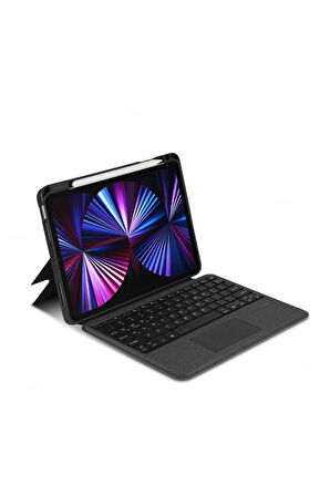 İpad Air 13 Inç M2 Çipli 2024 Uyumlu Klavye Mag Touchpad Bluetooth Standlı Kılıf 