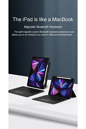 İpad Air 13 Inç M2 Çipli 2024 Uyumlu Klavye Mag Touchpad Bluetooth Standlı Kılıf 