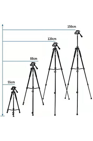 Profesyonel Ayarlanabilir (55cm 88cm 120cm 150cm) Telefon Slr, Dslr Kamera Youtuber Tripodu