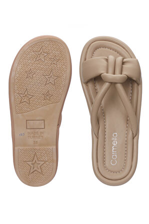 Günlük Kadın Puf Terlik Yumuşak Taban Hafif Esnek Pofuduk Kurdeleli Yazlık Rahat Sandalet 026