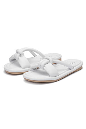 Günlük Kadın Puf Terlik Yumuşak Taban Hafif Esnek Pofuduk Kurdeleli Yazlık Rahat Sandalet 026