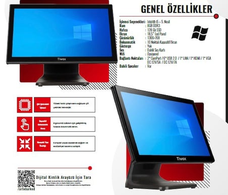 Tiwox TP-4950 i5 8 GB 128 GB SSD 18.5" Dokunmatik POS PC