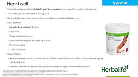 Heartwell - Yulaf beta-glukanı içeren içecek tozu