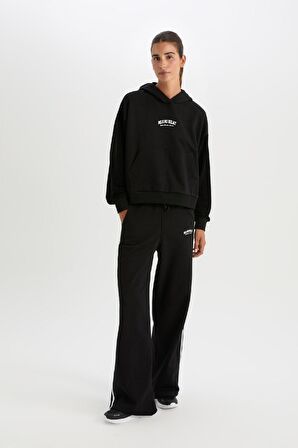 DeFactoFit NBA Miami Heat Kapüşonlu Kalın Sweatshirt D2359AX24AUBK81