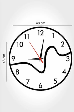 Dekoratif Yeni Modern Siyah -Beyaz - Ahşap Salon Duvar Saati 48 cm