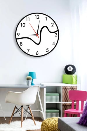 Dekoratif Yeni Modern Siyah -Beyaz - Ahşap Salon Duvar Saati 48 cm