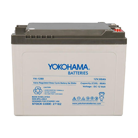 Ayt Yokohama YH-12.80 12 Volt 80 Amper Elektrikli Bisiklet Aküsü 175x120x226 Mm