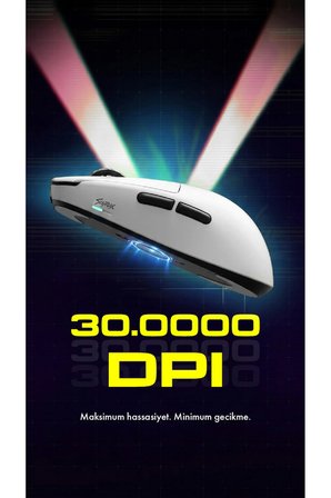 V8 8K Hz PixArt 3950 Sensör Beyaz Kablosuz Kailh Optik Switch Simetrik Gaming Mouse