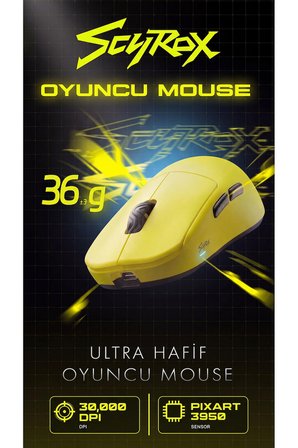 V8 Kablosuz PAW3950 3 In 1 Kablosuz 30.000 Dpi 36GR 8k Oyuncu Mouse Sarı