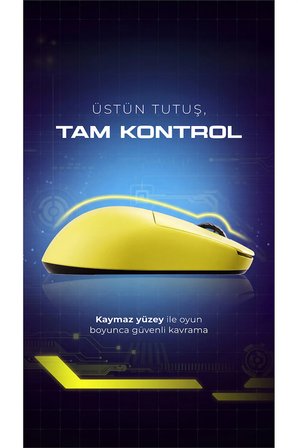 V8 Kablosuz PAW3950 3 In 1 Kablosuz 30.000 Dpi 36GR 8k Oyuncu Mouse Sarı