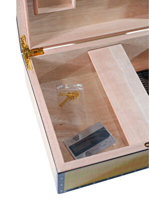 PremiumQuality Flamengo Sarı Desenli Sedir Humidor Puro Kutusu