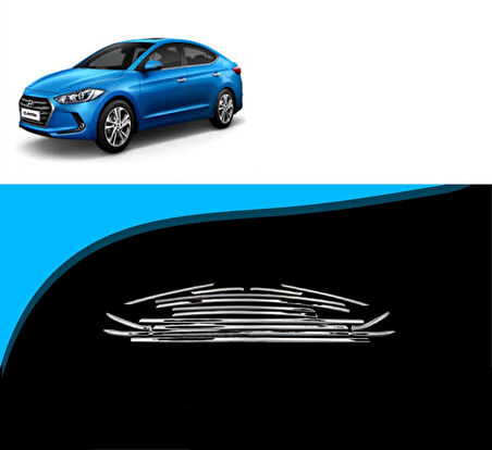 Elantra Krom Cam Çıtası Tam Tur 14 Parça 2016-2019 Arası