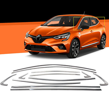 Renault Clio 5 Krom Cam Çıtası Tam Tur 12 Parça 2020+