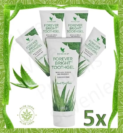 Forever Bright Toothgel Aloe Vera ve Propolis İçeren Diş Macunu (Florür İçermez) 5 x 130 g