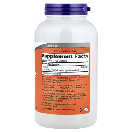 L-lysine EAA 500 mg 250 Veg. Capsules - Supports Collagen Synthesis* - Health ımmune functıon