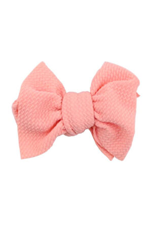 Fiyonklu Elastik Saç Klips Toka Her Yaşa Uygun - Saç Aksesuarları Somon