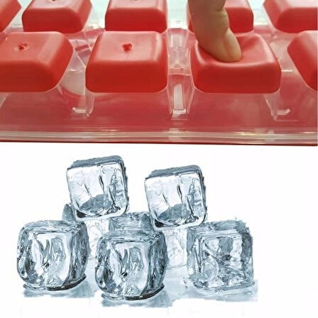 İpek Yıldızı® 12li Kapaklı Yapışmaz Silikon Tabanlı Plastik Küp Buz Kalıbı