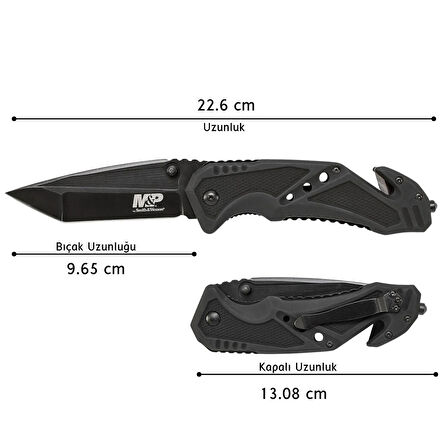 Smith Wesson® M&P® TANTO BLACK Survivor Rescue Knife Carbon Taktik Çakı SWMP11BCP 