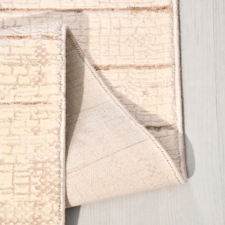 Ember Modern Oturma Odası Halısı Krem Robot Süpürge Uyumlu Kolay Temizlenebilir Polyester Dokuma Hali