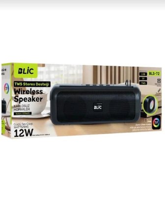 BLİC BLS-72 Taşınabilir Hoparlör Siyah 12W RGB Işıklı TWS USB TF Destekli