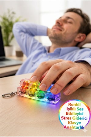 Işıklı Klavye Stres Giderici Click Sesli Anahtarlık Karışık Gönderilecek 5 Adet Fiyatıdır